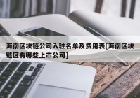 海南区块链公司入驻名单及费用表[海南区块链区有哪些上市公司]