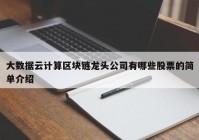 大数据云计算区块链龙头公司有哪些股票的简单介绍