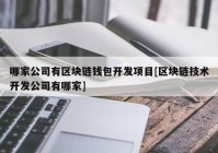 哪家公司有区块链钱包开发项目[区块链技术开发公司有哪家]